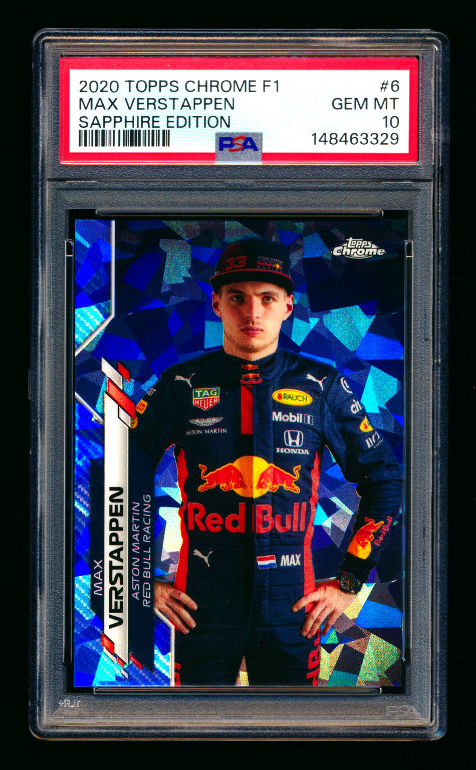2020 Topps Chrome Sapphire F1 #6 Max Verstappen RC Refractor Portrait PSA 10