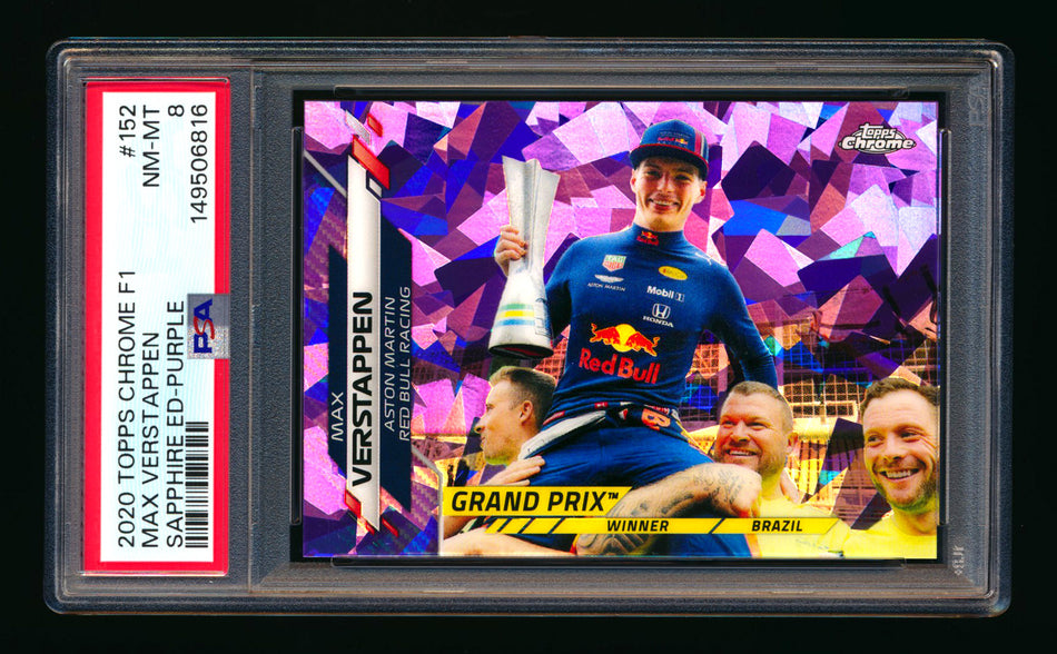 2020 Topps Chrome Sapphire F1 #152 Max Verstappen RC Purple Refractor #10/10 PSA 8 (Last #!)