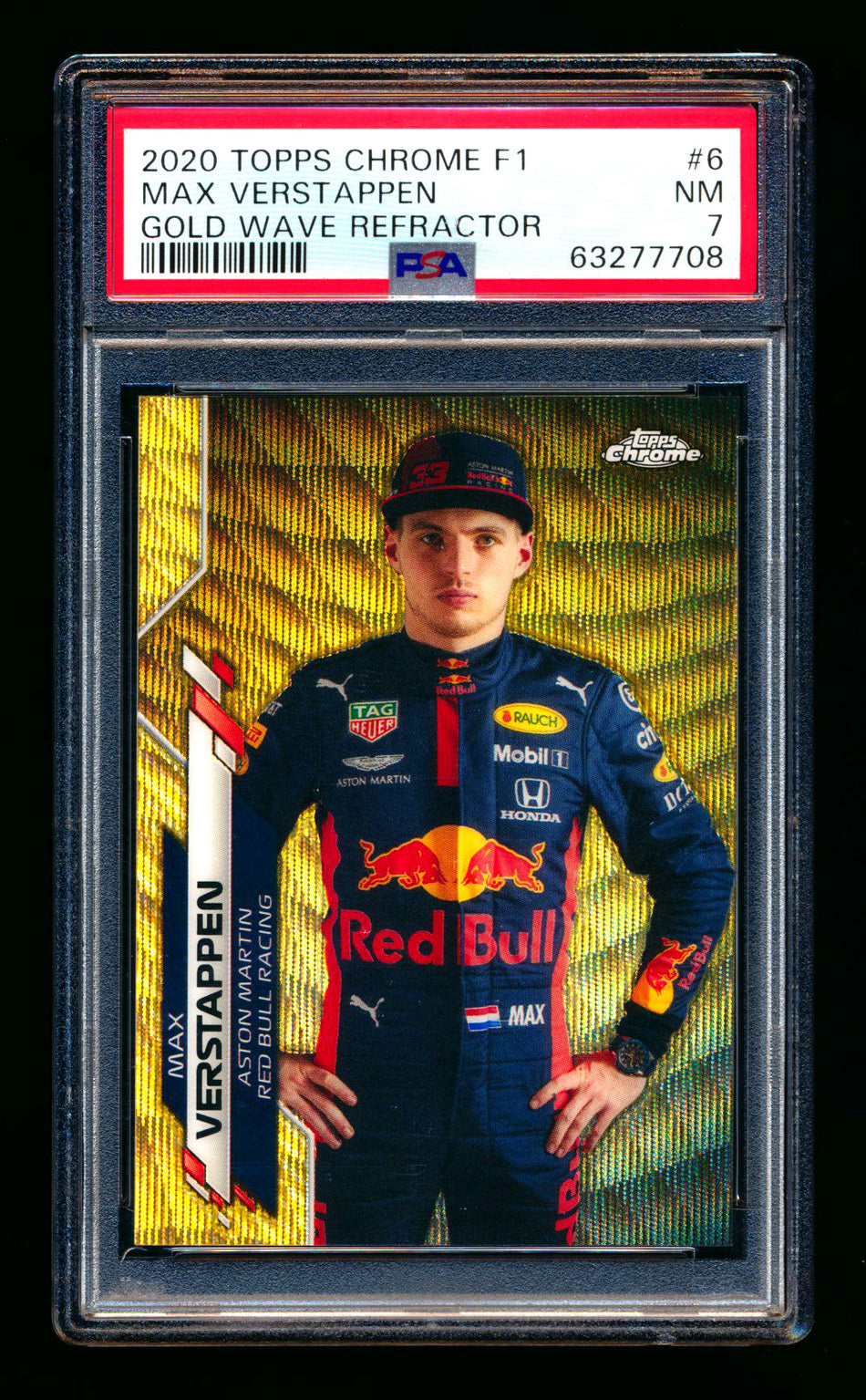 2020 Topps Chrome F1 #6 Max Verstappen RC Gold Wave Refractor Portrait #17/50 PSA 7