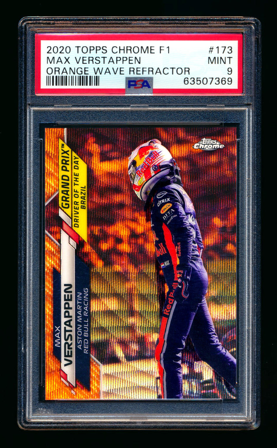 2020 Topps Chrome F1 #173 Max Verstappen RC Orange Wave Refractor #05/25 PSA 9 ** (SOLD - $379.00 - 12/6/2024) **