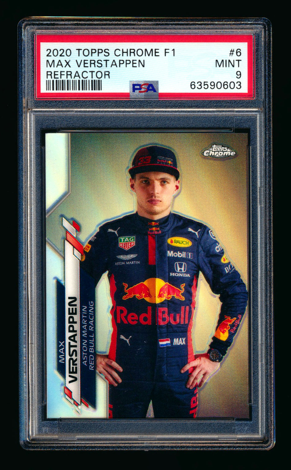 2020 Topps Chrome F1 #6 Max Verstappen RC Refractor Portrait PSA 9