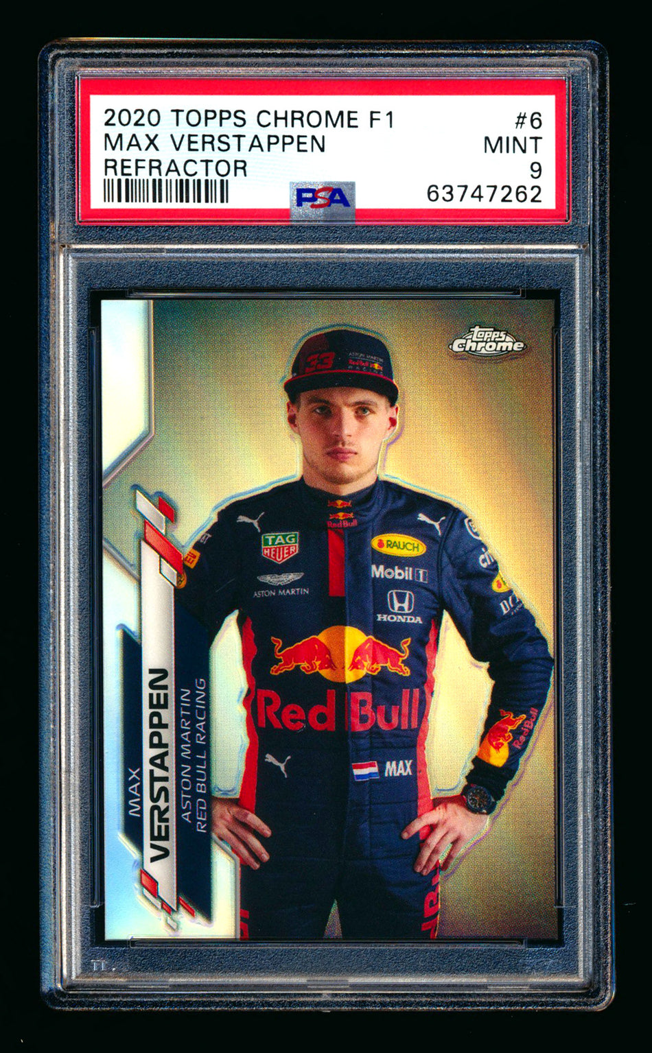 2020 Topps Chrome F1 #6 Max Verstappen RC Refractor Portrait PSA 9