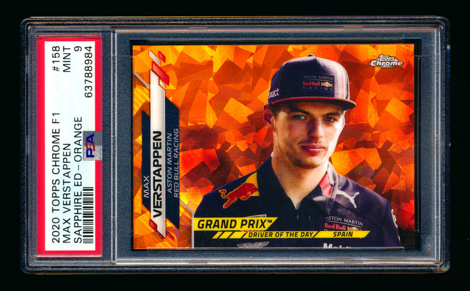 2020 Topps Chrome Sapphire F1 #158 Max Verstappen RC Orange Refractor #10/25 PSA 9