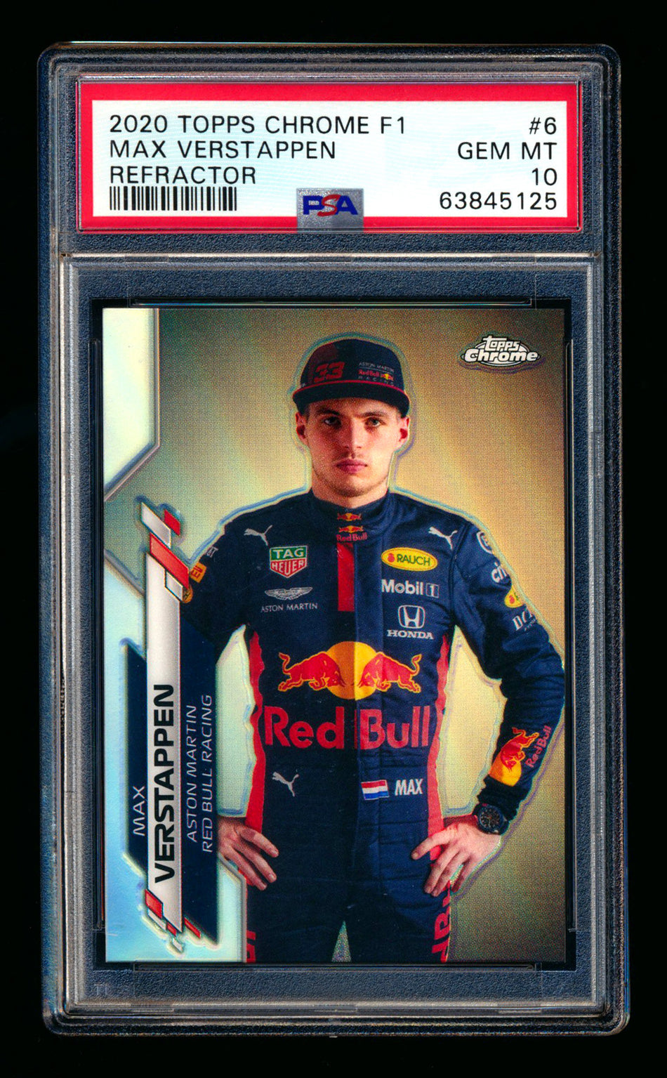 2020 Topps Chrome F1 #6 Max Verstappen RC Refractor Portrait PSA 10