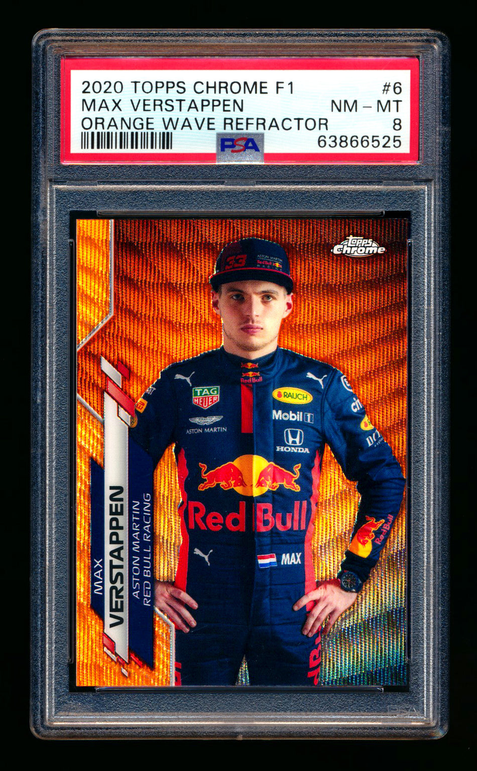 2020 Topps Chrome F1 #6 Max Verstappen RC Orange Wave Refractor Portrait #20/25 PSA 8