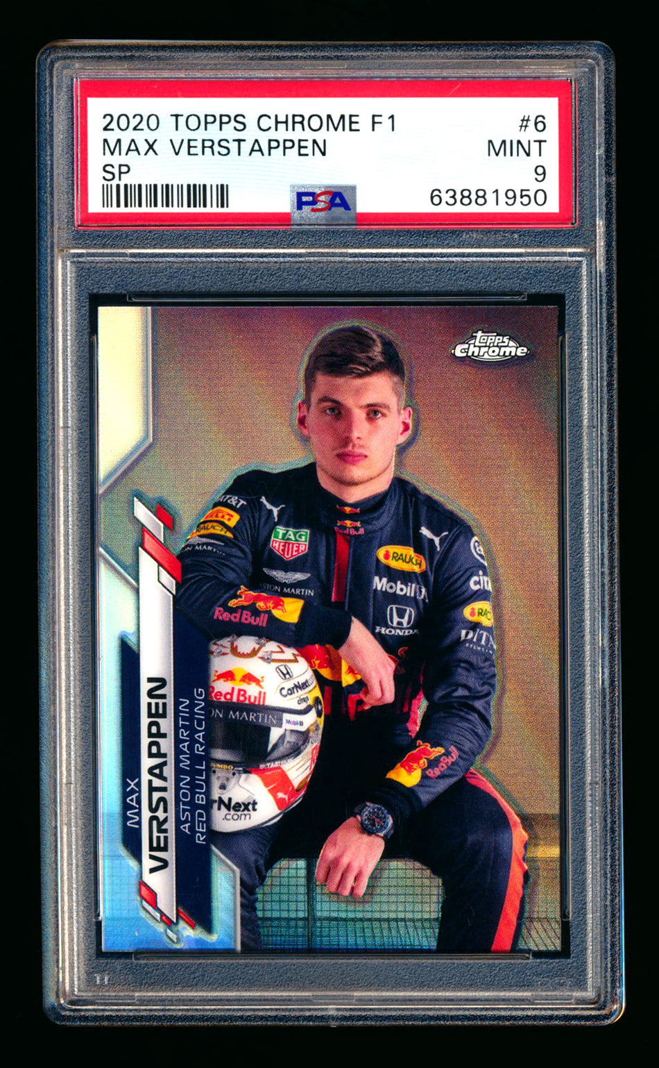 2020 Topps Chrome F1 #6 Max Verstappen RC Refractor Image Variation SP PSA 9