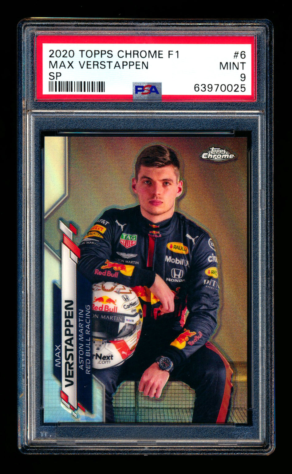 2020 Topps Chrome F1 #6 Max Verstappen RC Refractor Image Variation SP PSA 9
