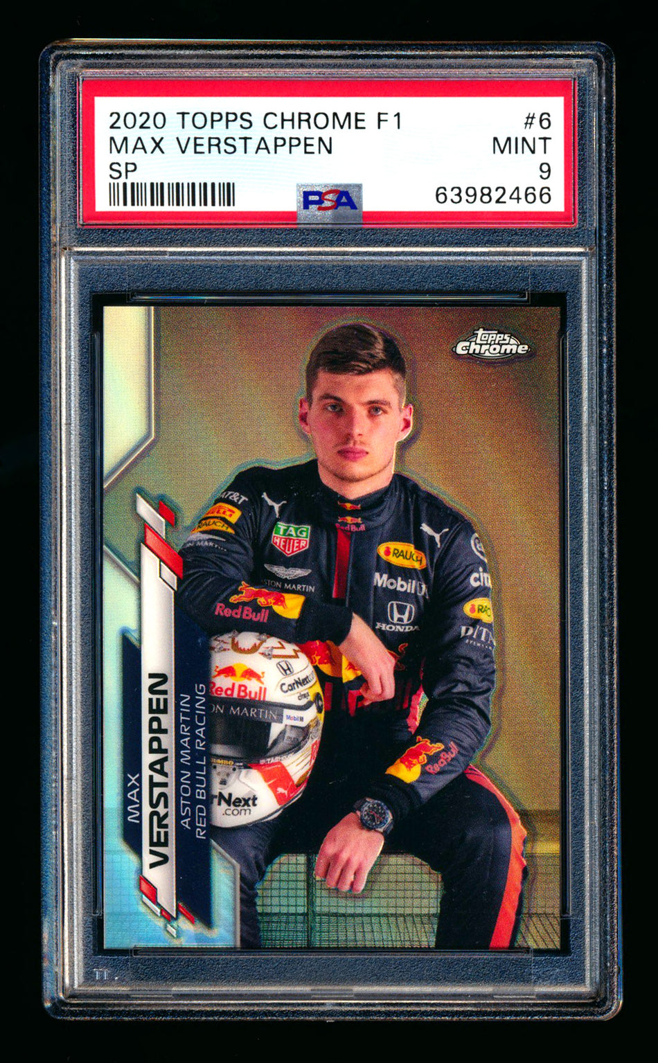 2020 Topps Chrome F1 #6 Max Verstappen RC Refractor Image Variation SP PSA 9