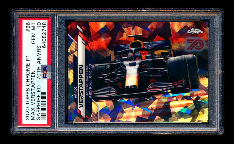2020 Topps Chrome Sapphire F1 #26 Max Verstappen RC 70th Silver Refractor #17/70 PSA 10 ** (SOLD eBay - $449.00 - 1/8/2025) **