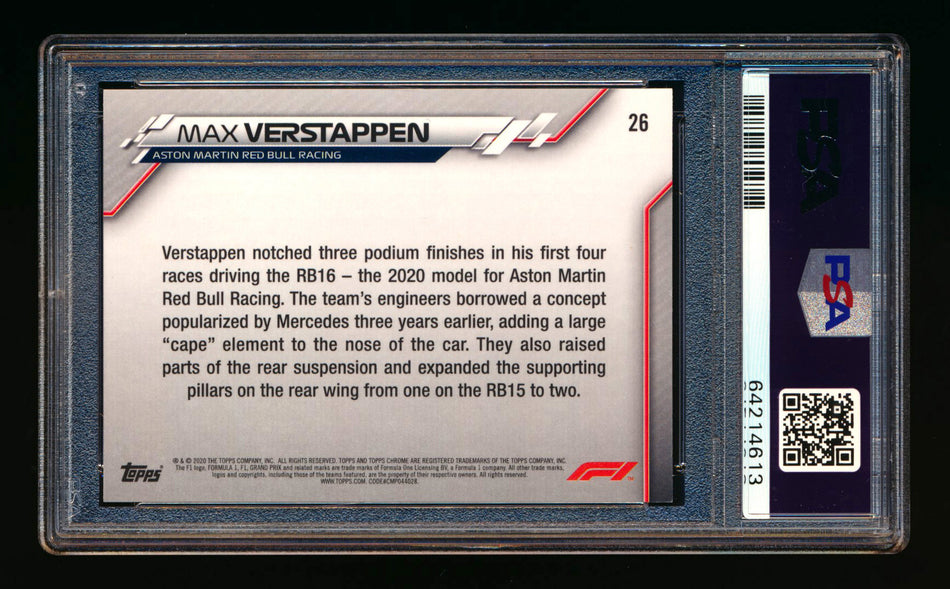 2020 Topps Chrome F1 #26 Max Verstappen RC 70th Anniversary Gold Refractor PSA 9 ** (SOLD - $69.00 - 10/24/2024) **