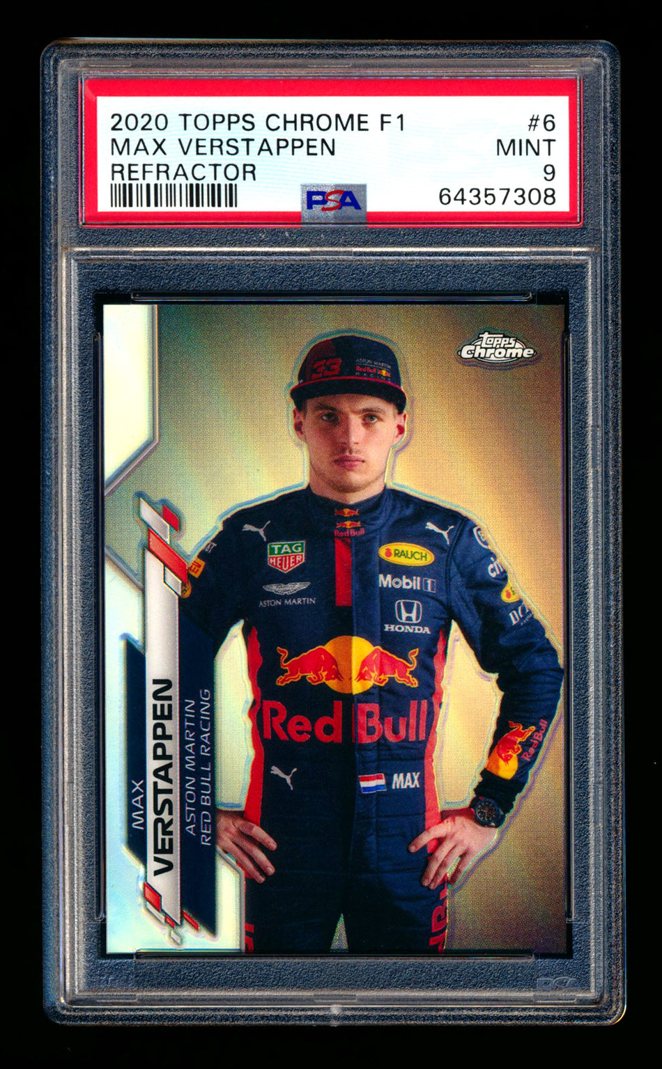 2020 Topps Chrome F1 #6 Max Verstappen RC Refractor Portrait PSA 9