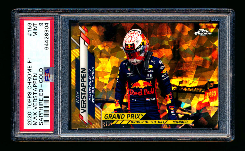 2020 Topps Chrome Sapphire F1 #159 Max Verstappen RC Gold Refractor #49/50 PSA 9