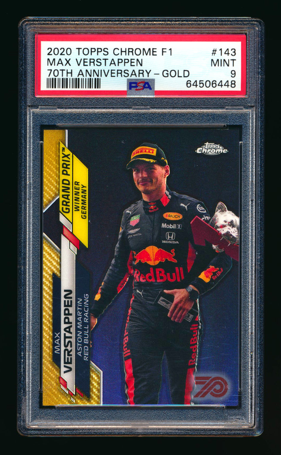 2020 Topps Chrome F1 #143 Max Verstappen RC 70th Anniversary Gold Refractor PSA 9 ** (SOLD - $55.00 - 12/30/2024) **