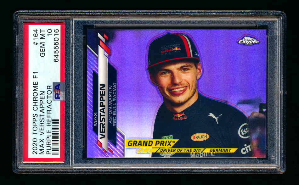 2020 Topps Chrome F1 #164 Max Verstappen RC Purple Refractor #384/399 PSA 10