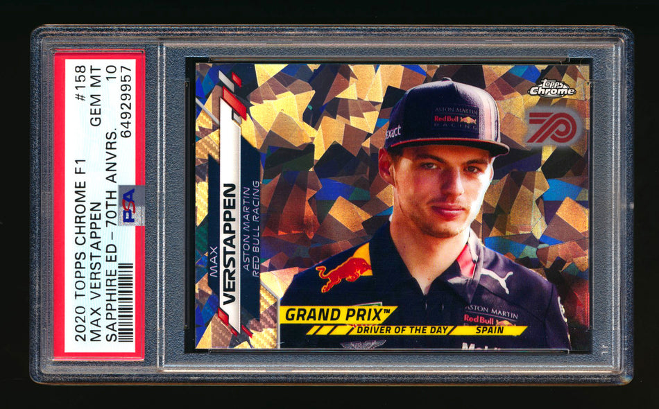 2020 Topps Chrome Sapphire F1 #158 Max Verstappen RC 70th Silver Refractor #24/70 PSA 10