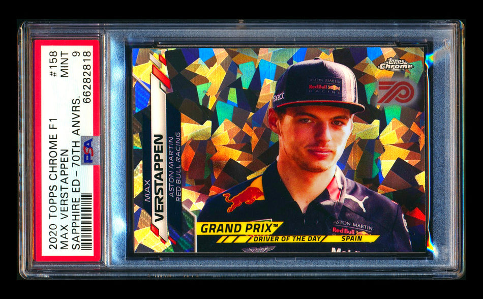 2020 Topps Chrome Sapphire F1 #158 Max Verstappen RC 70th Silver Refractor #65/70 PSA 9