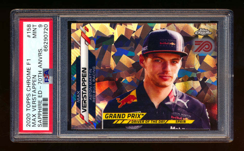 2020 Topps Chrome Sapphire F1 #158 Max Verstappen RC 70th Silver Refractor #19/70 PSA 9