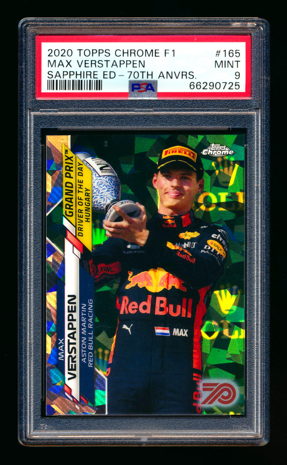 2020 Topps Chrome Sapphire F1 #165 Max Verstappen RC 70th Silver Refractor #44/70 PSA 9