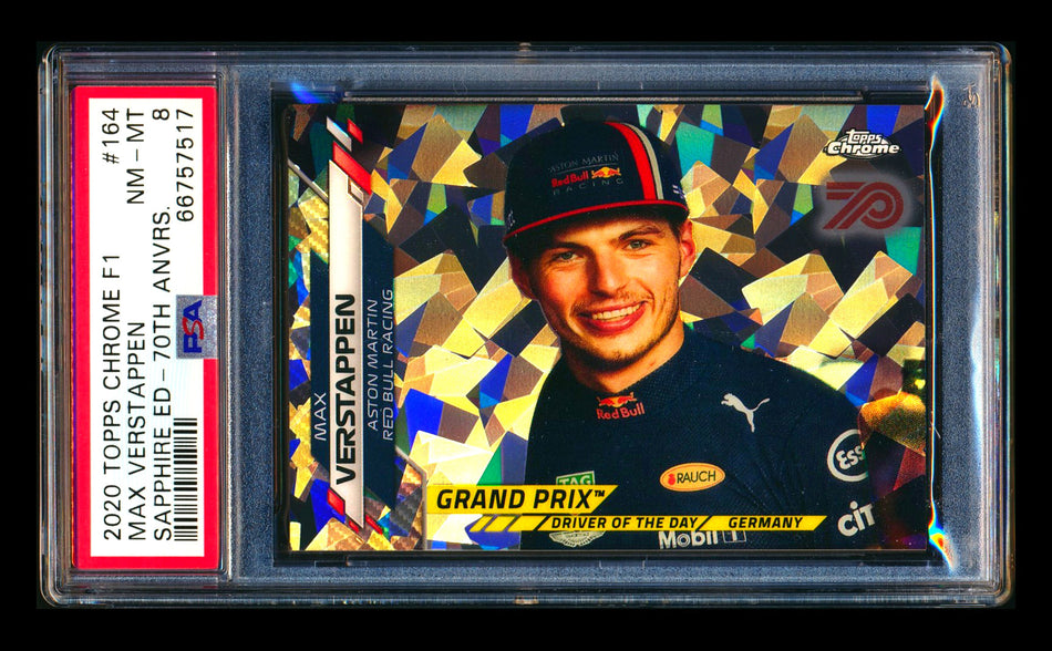 2020 Topps Chrome Sapphire F1 #164 Max Verstappen RC 70th Silver Refractor #62/70 PSA 8