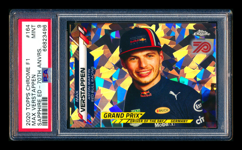 2020 Topps Chrome Sapphire F1 #164 Max Verstappen RC 70th Silver Refractor #56/70 PSA 9