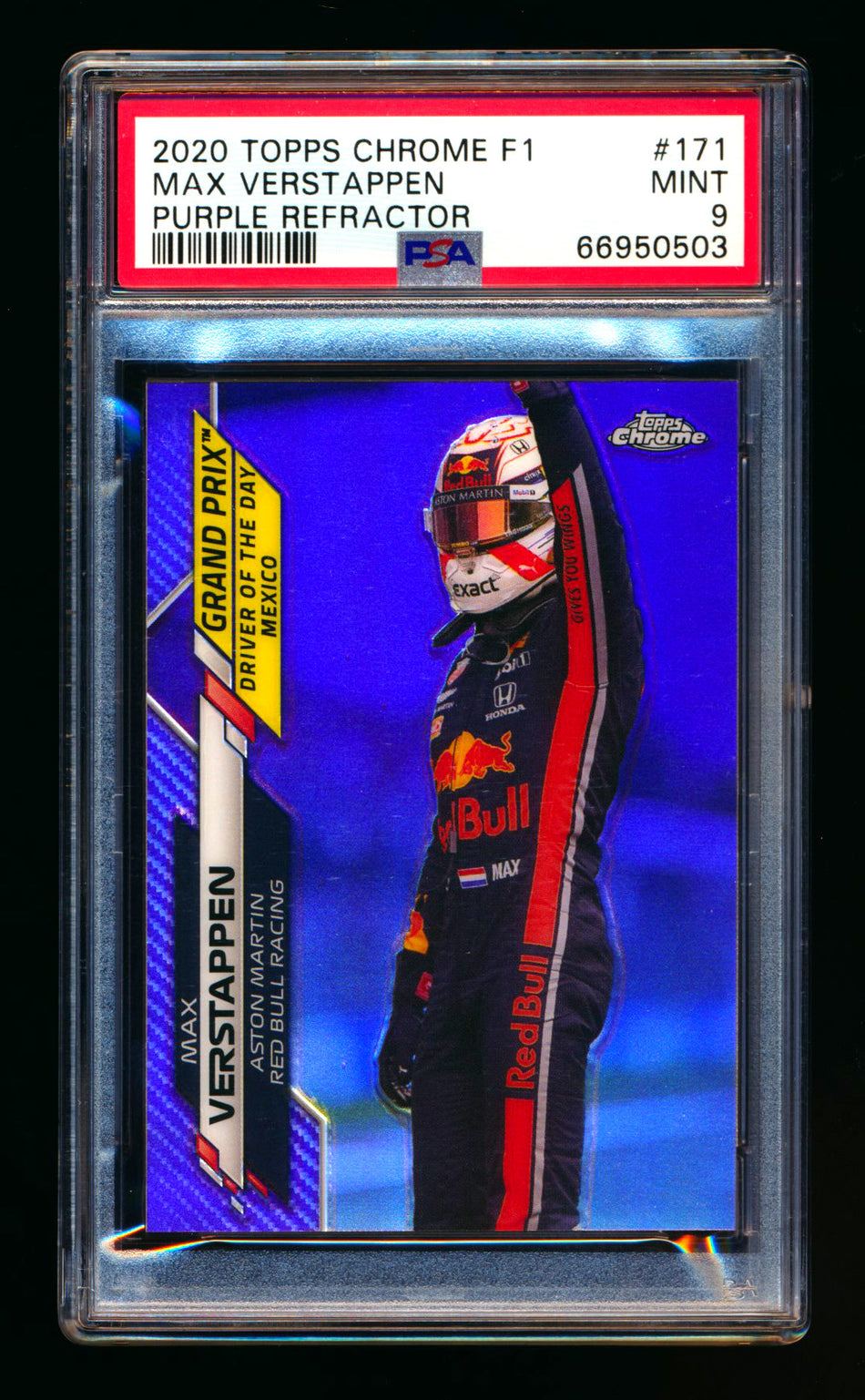 2020 Topps Chrome F1 #171 Max Verstappen RC Purple Refractor #150/399 PSA 9