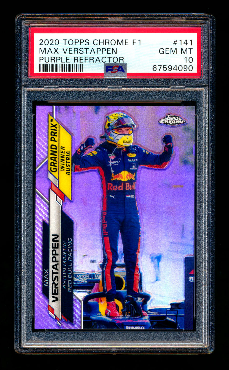 2020 Topps Chrome F1 #141 Max Verstappen RC Purple Refractor #101/399 PSA 10