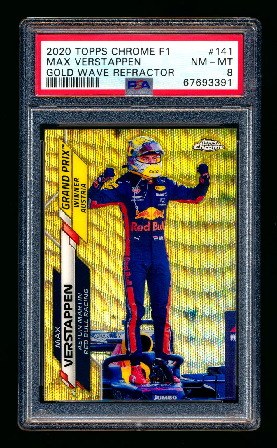 2020 Topps Chrome F1 #141 Max Verstappen RC Gold Wave Refractor #34/50 PSA 8 ** (SOLD - $89.00 - 12/6/2024) **