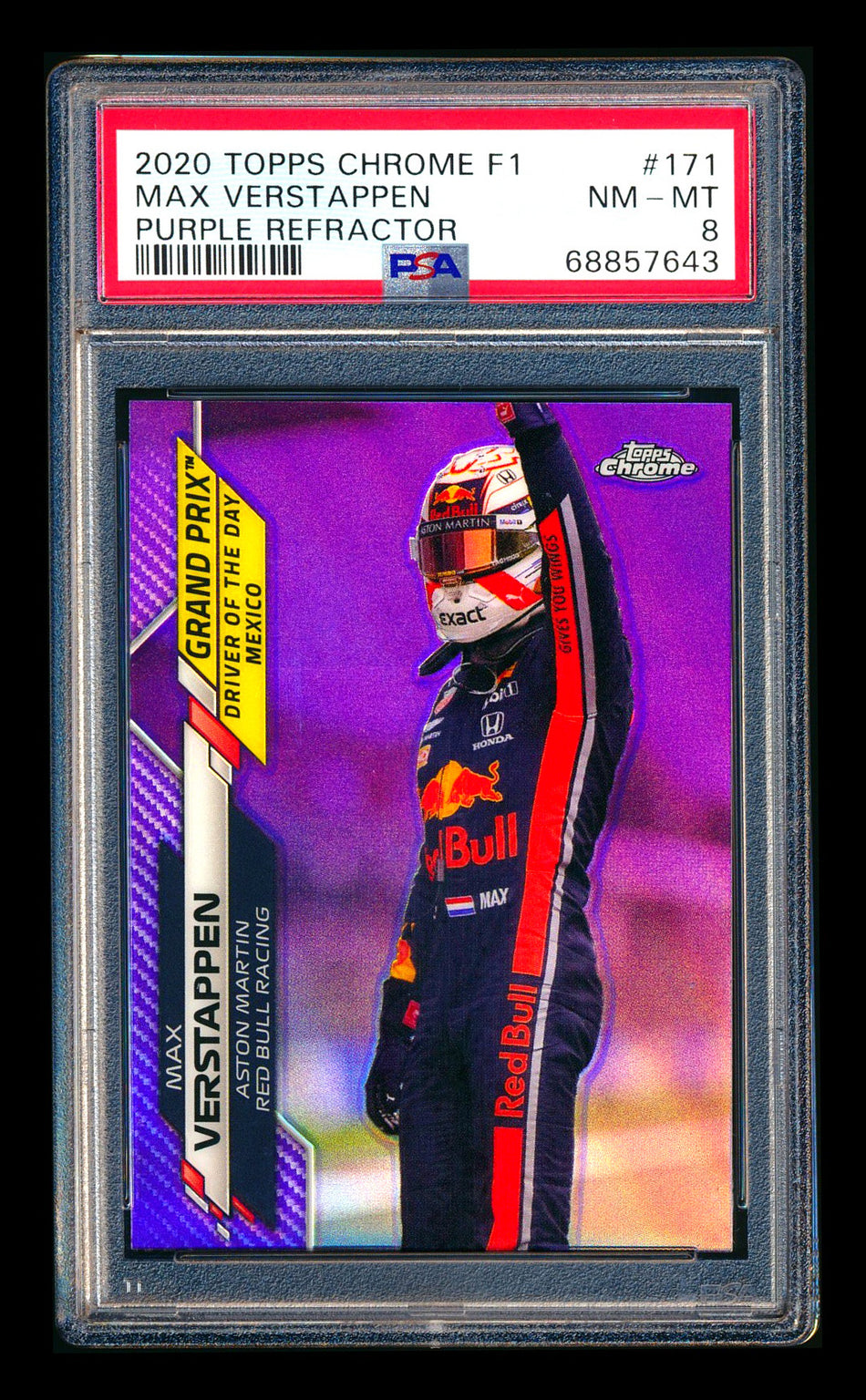 2020 Topps Chrome F1 #171 Max Verstappen RC Purple Refractor #204/399 PSA 8