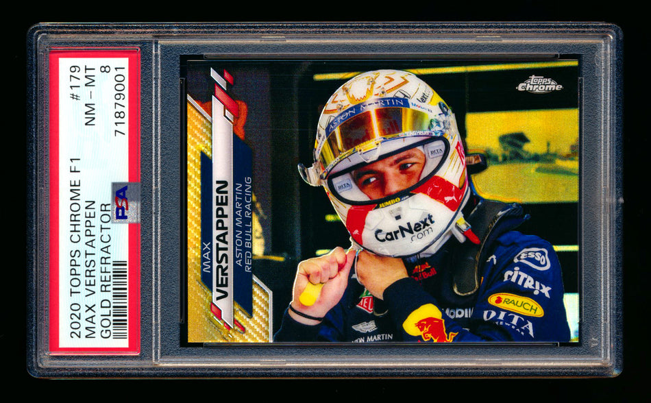 2020 Topps Chrome F1 #179 Max Verstappen RC Gold Refractor #10/50 PSA 8