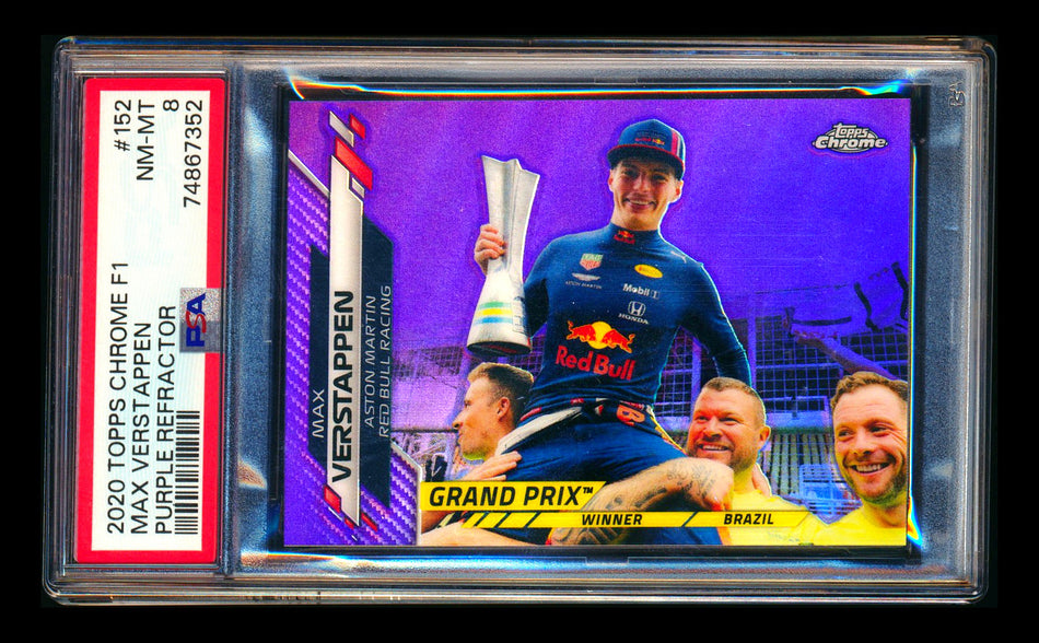 2020 Topps Chrome F1 #152 Max Verstappen RC Purple Refractor #394/399 PSA 8