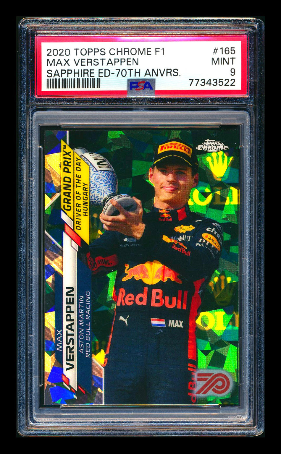 2020 Topps Chrome Sapphire F1 #165 Max Verstappen RC 70th Silver Refractor #47/70 PSA 9