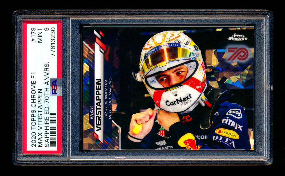 2020 Topps Chrome Sapphire F1 #179 Max Verstappen RC 70th Silver Refractor #68/70 PSA 9