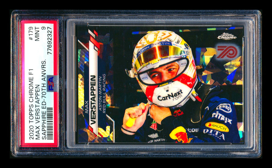 2020 Topps Chrome Sapphire F1 #179 Max Verstappen RC 70th Silver Refractor #59/70 PSA 9