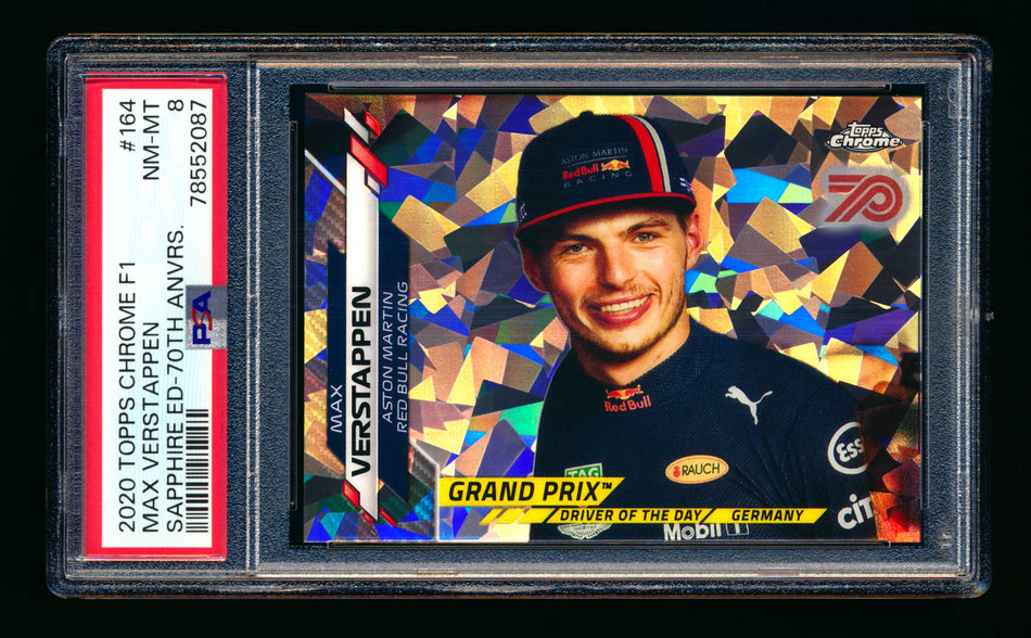 2020 Topps Chrome Sapphire F1 #164 Max Verstappen RC 70th Silver Refractor #44/70 PSA 8 ** (SOLD - $89.00 - 11/15/2024) **