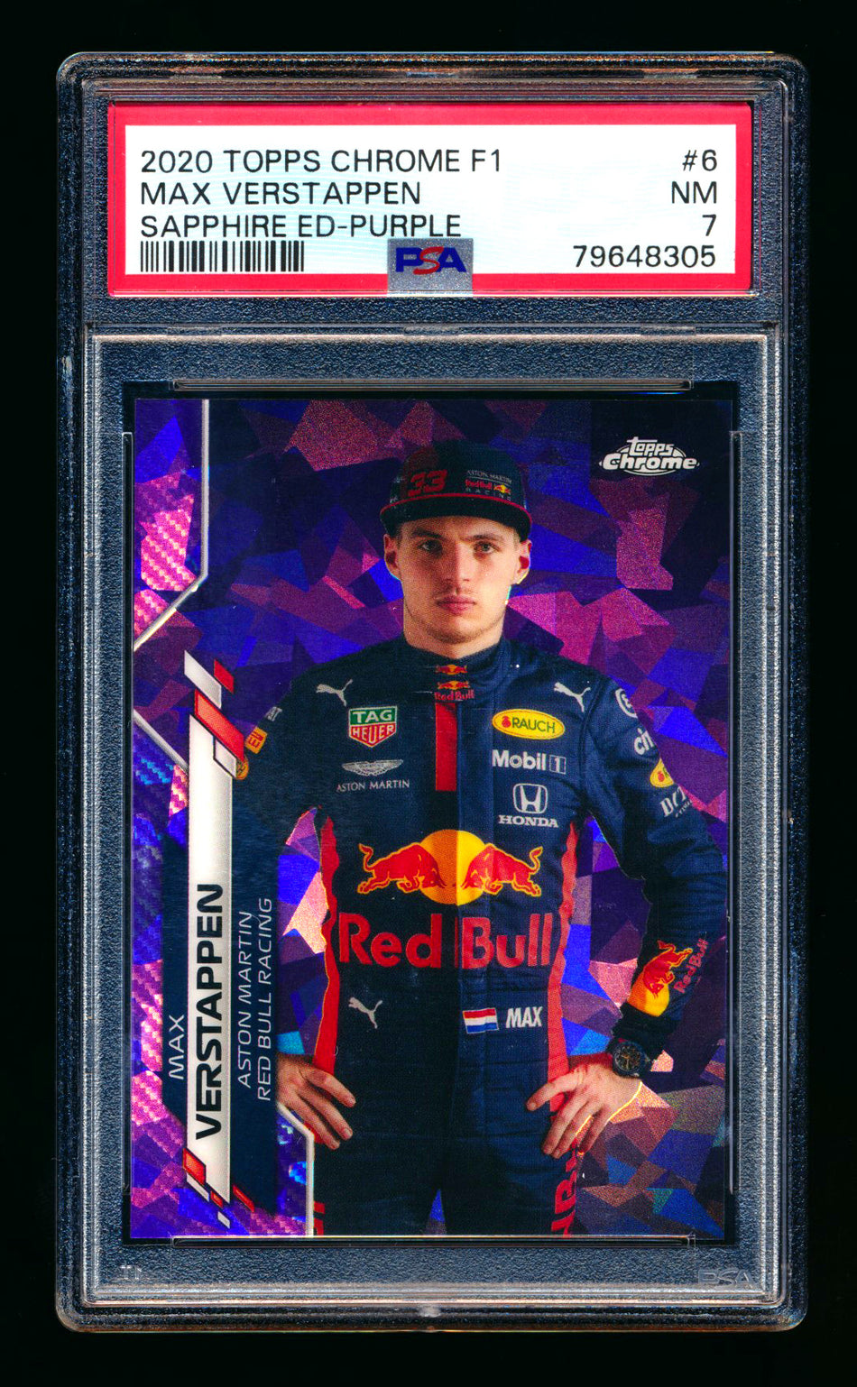 2020 Topps Chrome Sapphire F1 #6 Max Verstappen RC Purple Refractor Portrait #03/10 PSA 7 ** (SOLD eBay - $6,500.00 - 8/9/2025) **