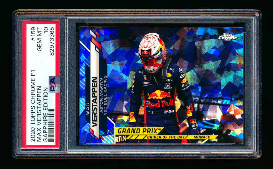 2020 Topps Chrome Sapphire F1 #159 Max Verstappen RC Refractor PSA 10 ** (SOLD - $49.00 - 11/18/2024) **