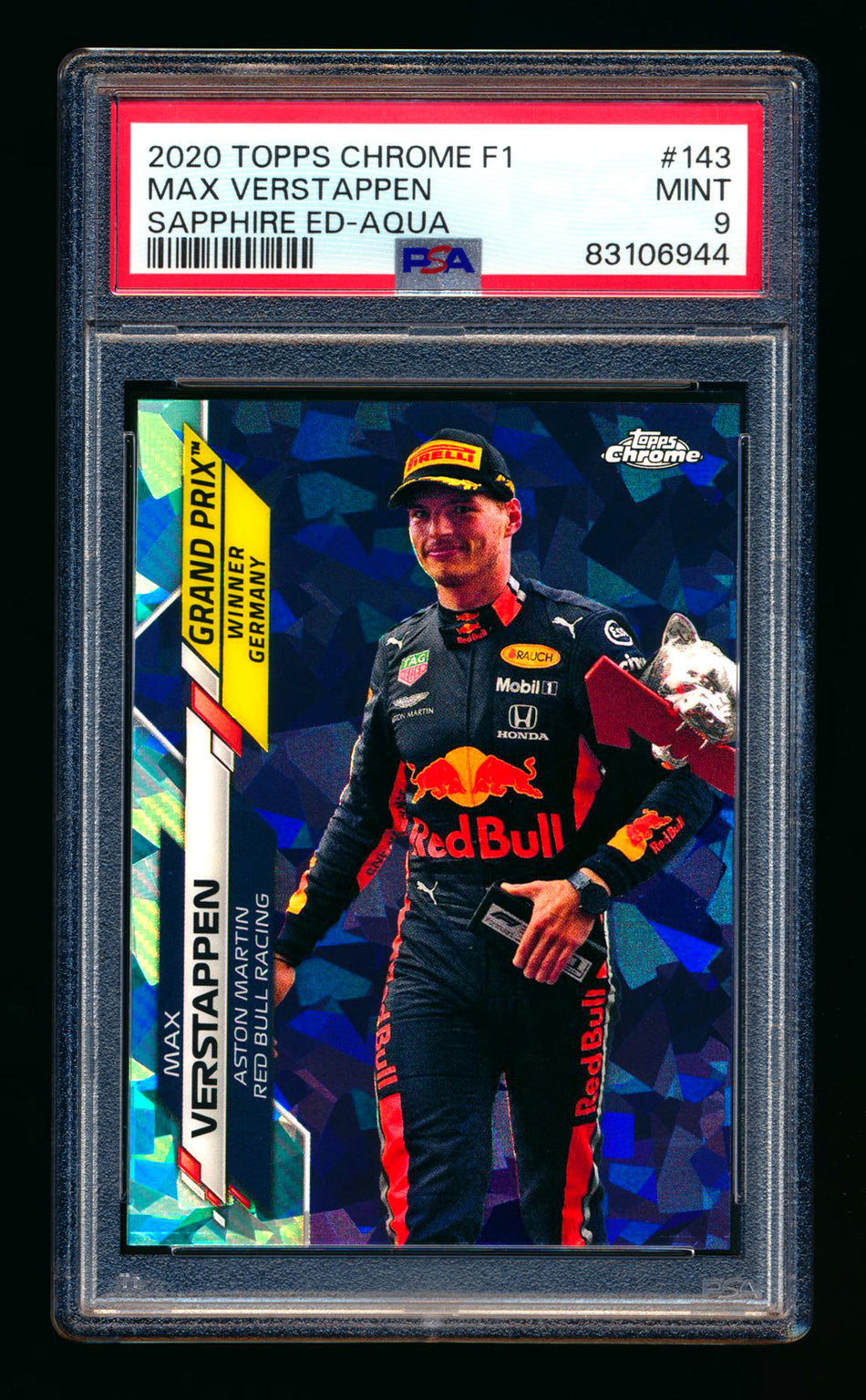 2020 Topps Chrome Sapphire F1 #143 Max Verstappen RC Aqua Refractor #31/99 PSA 9