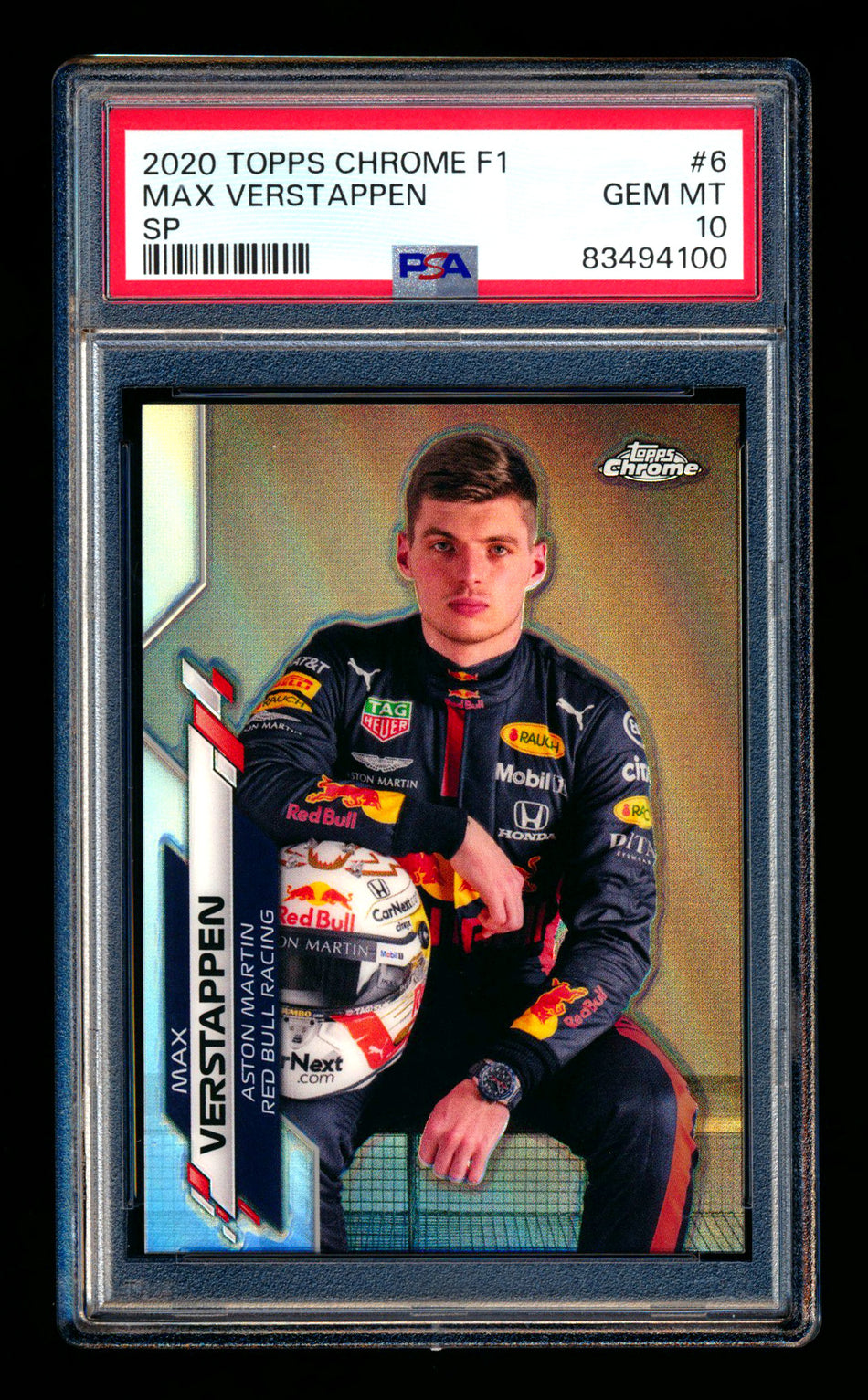 2020 Topps Chrome F1 #6 Max Verstappen RC Refractor Image Variation SP PSA 10 ** (SOLD eBay - $4750.00 - 4/17/2025) **