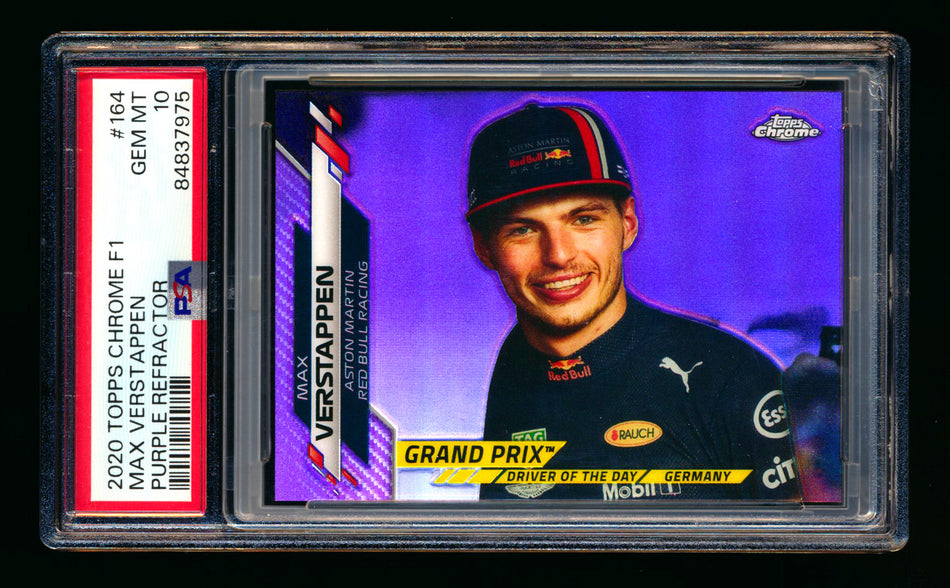 2020 Topps Chrome F1 #164 Max Verstappen RC Purple Refractor #281/399 PSA 10