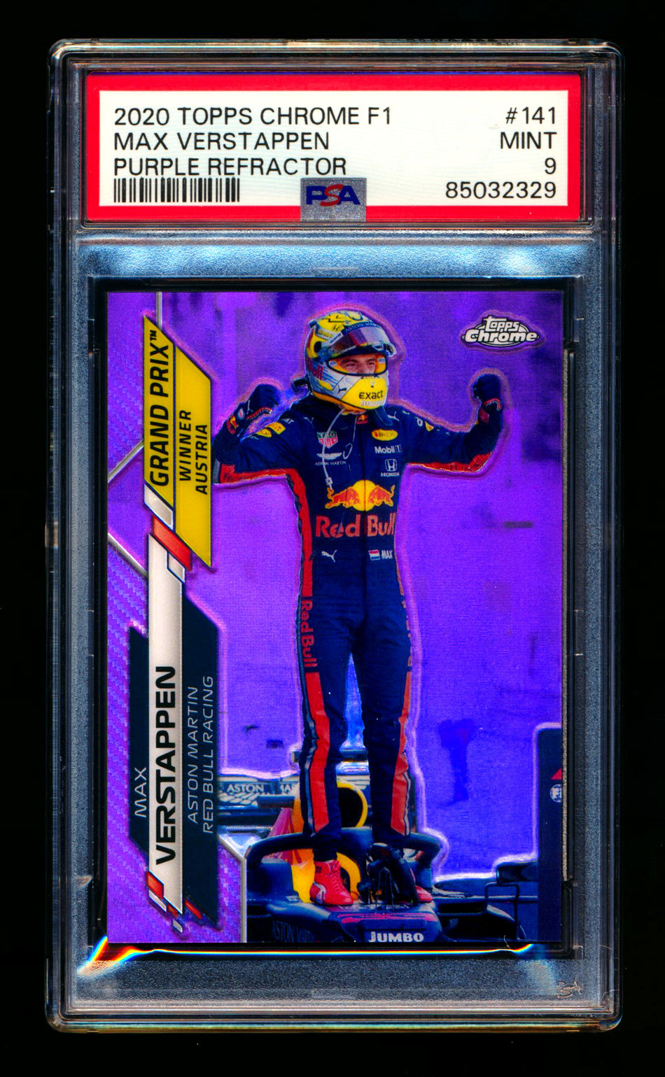 2020 Topps Chrome F1 #141 Max Verstappen RC Purple Refractor #238/399 PSA 9