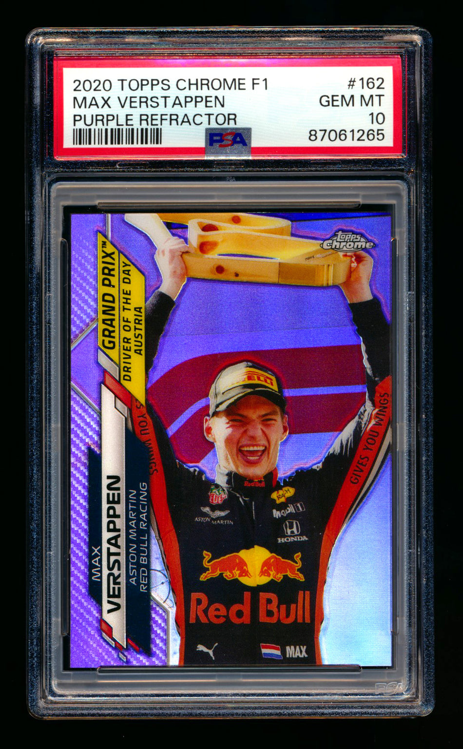 2020 Topps Chrome F1 #162 Max Verstappen RC Purple Refractor #221/399 PSA 10