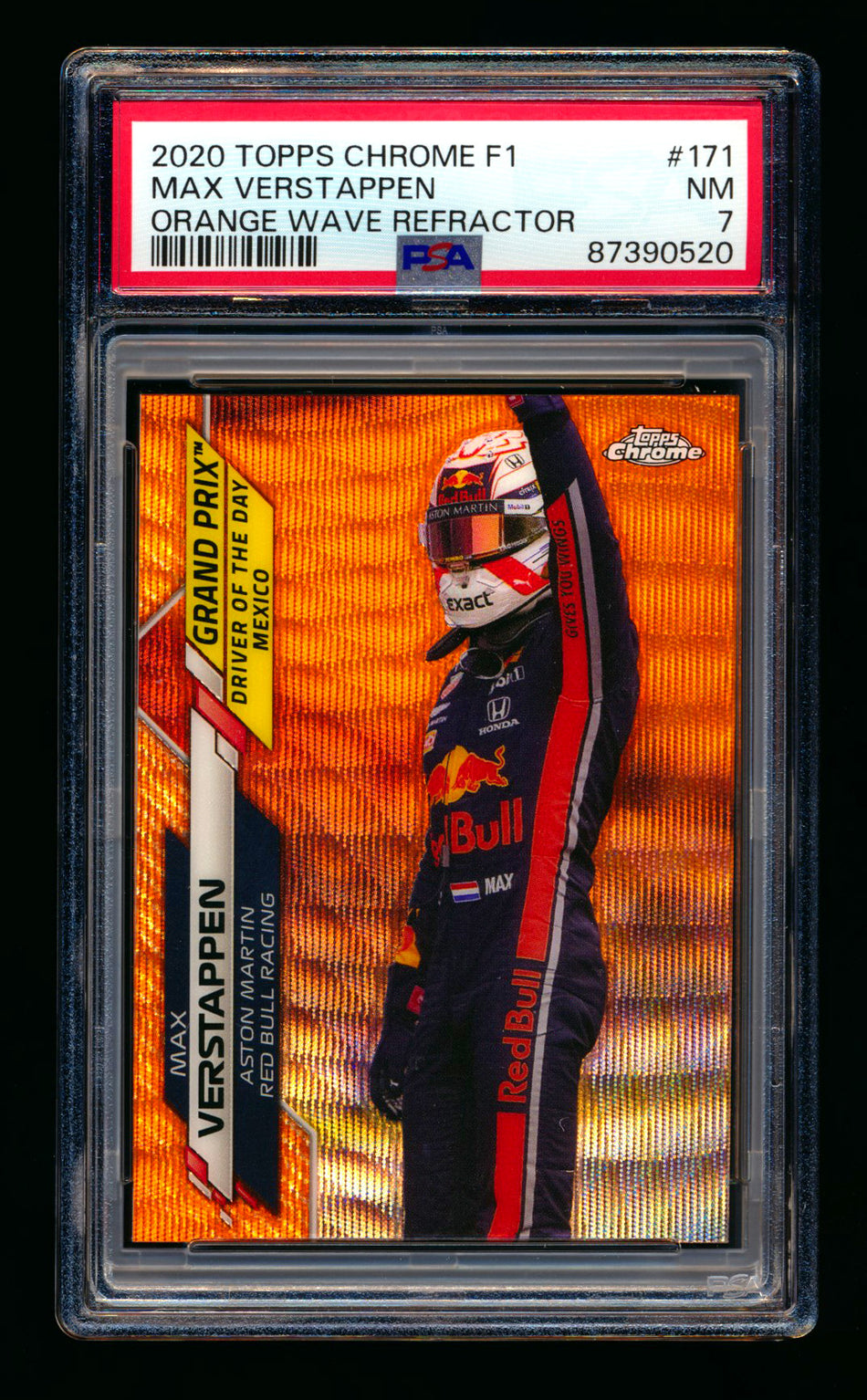 2020 Topps Chrome F1 #171 Max Verstappen RC Orange Wave Refractor #24/25 PSA 7