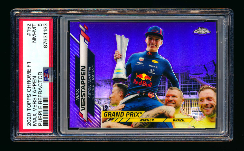 2020 Topps Chrome F1 #152 Max Verstappen RC Purple Refractor #212/399 PSA 8