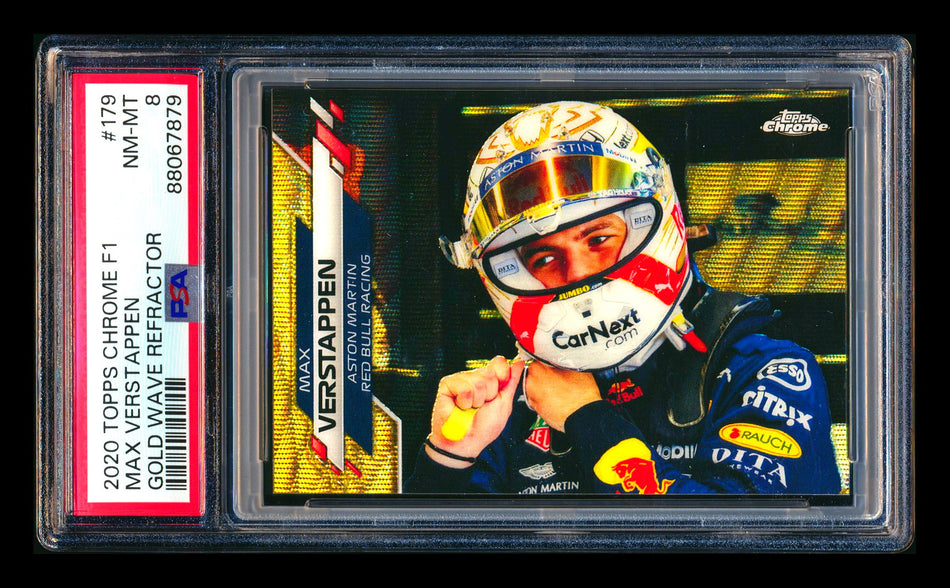2020 Topps Chrome F1 #179 Max Verstappen RC Gold Wave Refractor #39/50 PSA 8