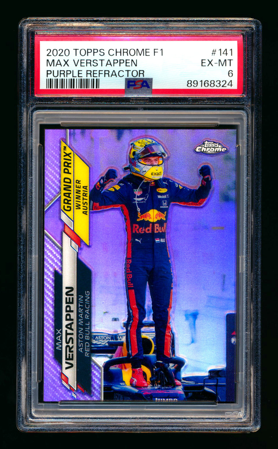 2020 Topps Chrome F1 #141 Max Verstappen RC Purple Refractor #385/399 PSA 6