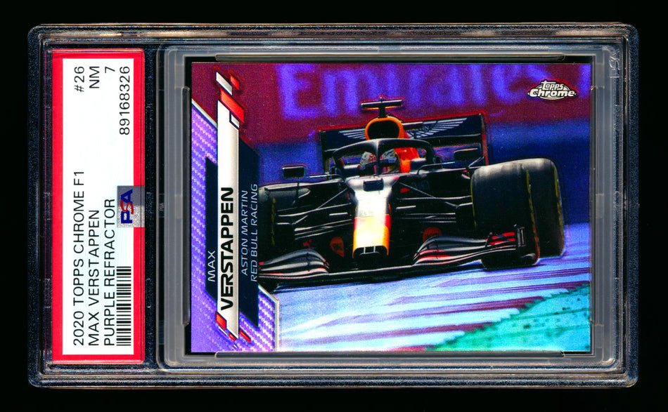 2020 Topps Chrome F1 #26 Max Verstappen RC Purple Refractor #023/399 PSA 7 ** (SOLD eBay - $32.00 - 9/30/2025) **
