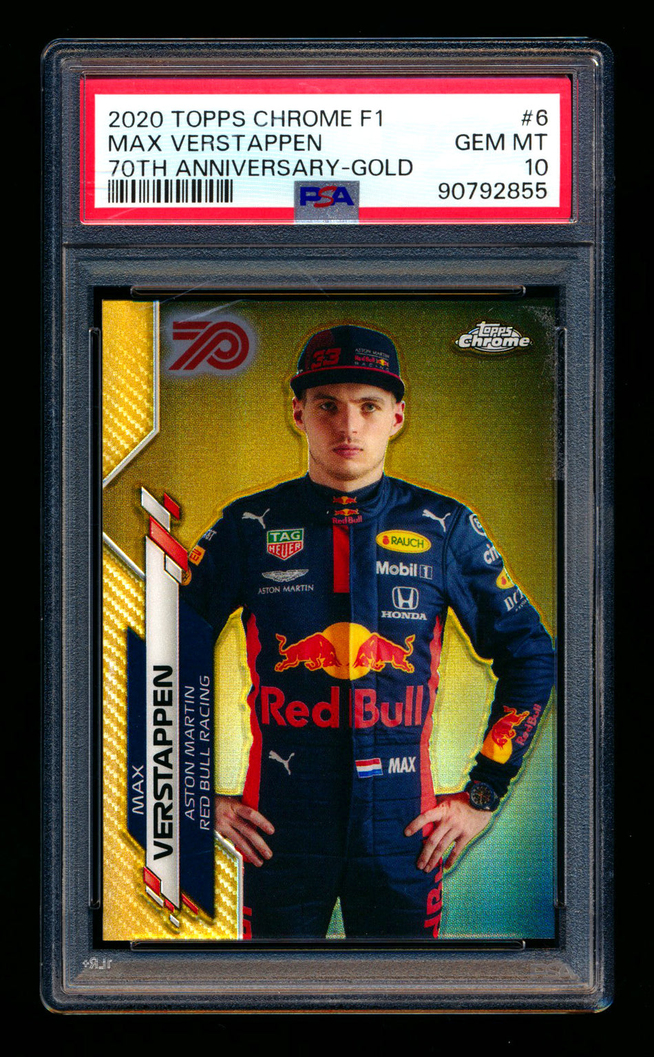 2020 Topps Chrome F1 #6 Max Verstappen RC 70th Anniversary Gold Refractor Portrait PSA 10