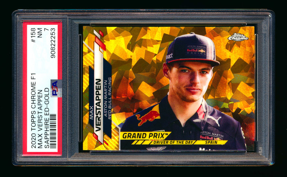 2020 Topps Chrome Sapphire F1 #158 Max Verstappen RC Gold Refractor #14/50 PSA 7