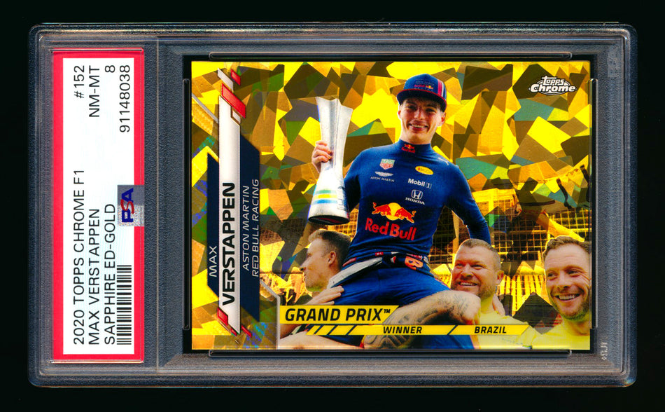 2020 Topps Chrome Sapphire F1 #152 Max Verstappen RC Gold Refractor #09/50 PSA 8 ** (SOLD - $175.00 - 9/19/2025) **