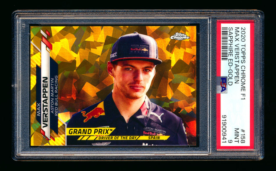 2020 Topps Chrome Sapphire F1 #158 Max Verstappen RC Gold Refractor #43/50 PSA 9